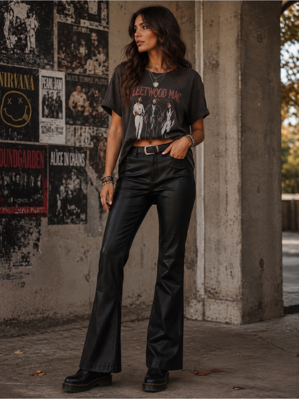 Hollister Black Faux Leather Bootcut Pants High Rise Grunge Size 30